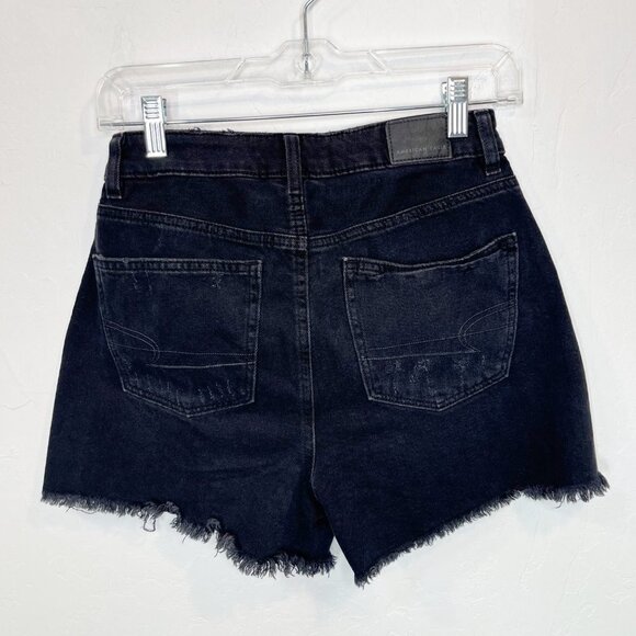 American Eagle faded Black Highest Rise mom short Size 2 Distressed ripped - Picture 6 of 9
